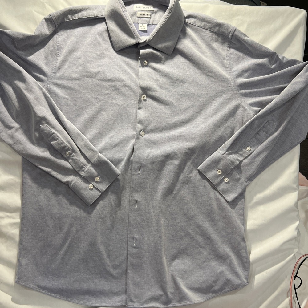 Button Down Shirt Mens 16 -16 1/5 slim fit Bill Blass Long Sleeve Casual blu177